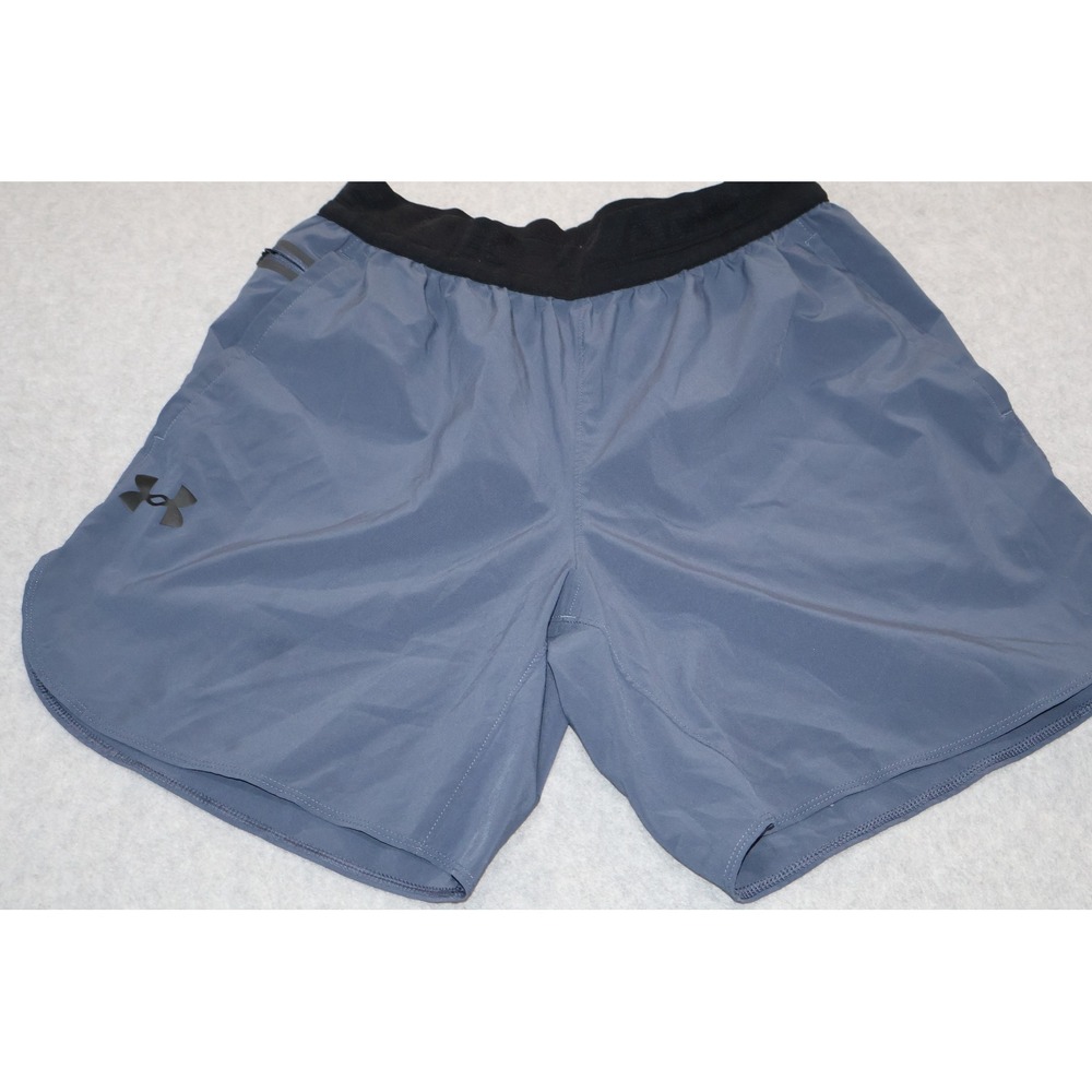 Under Armour Athletic Running Shorts Men Medium Blue Performance Zipper Pocket